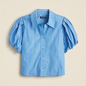 J Crew Gamine puff-sleeve shirt in stripe